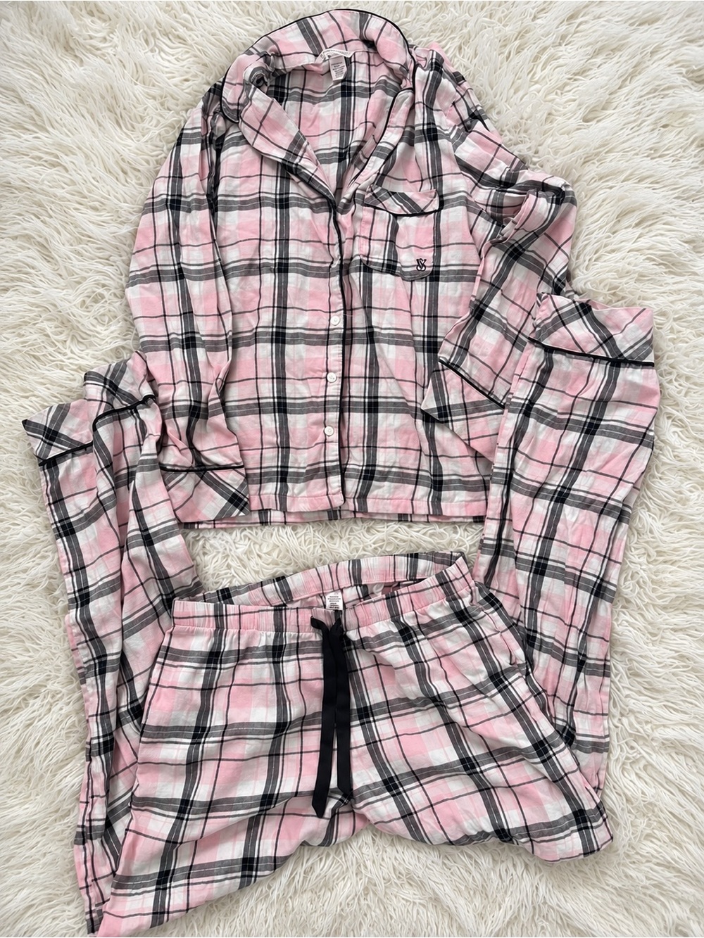 Victoria’s Secret Pink Plaid Flannel Pajama Set Size M